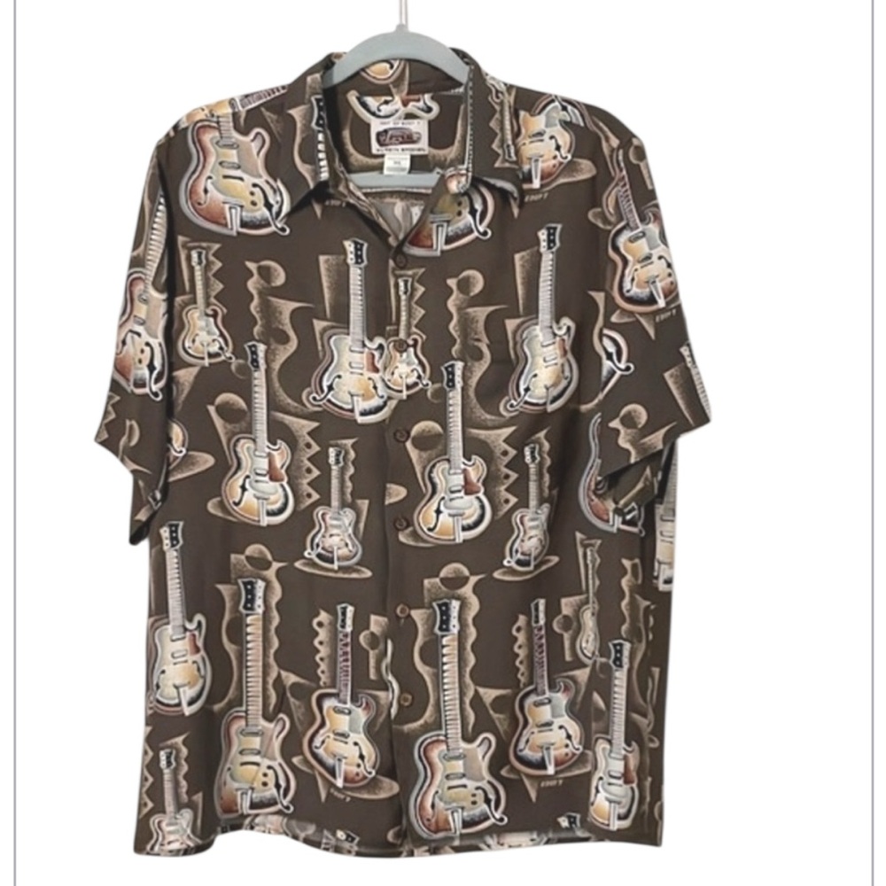 Vintage Art Odyssey Eddy Y By Reyn Spooner Guitar Button Down Shirt Sz M